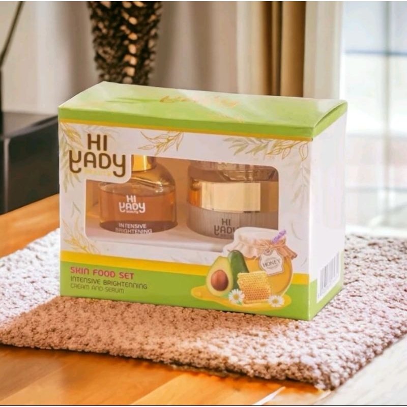 HI YADY BEAUTY INTENSIVE BRIGHTENING CREAM DAN SERUM / SUNBLOCK HIYADY SKIN FOOD SET ORIGINAL THAILA