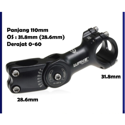 Wake Stem Sepeda MTB Rise Adjustable 0-60 Derajat 110mm OS 31.8mm