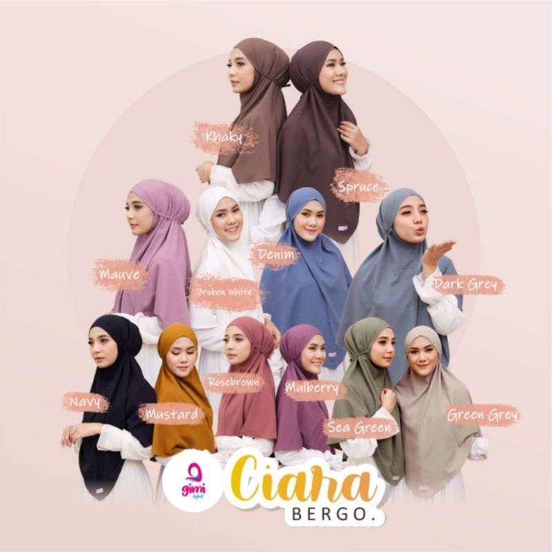 Ciara Bergo Tali Polos By Gimi Hijab Bahan Arabella Crepe