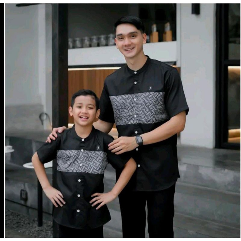 Baju Koko Couple Ayah dan Anak laki-laki Koko Kurta Kombinasi Batik