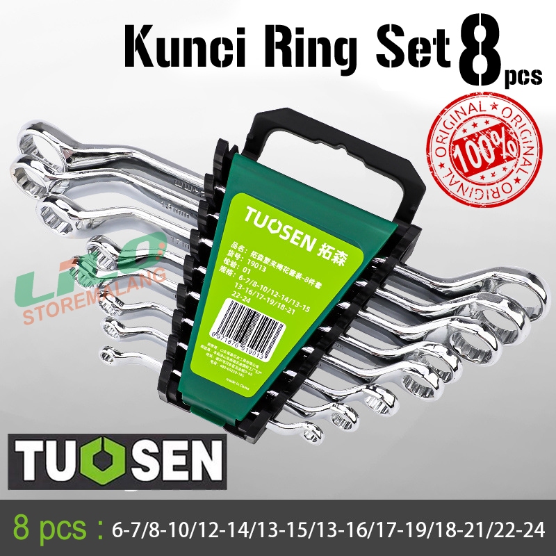 Kunci Ring Kurung set 8pcs chrome 6-24mm merek Tuosen L224