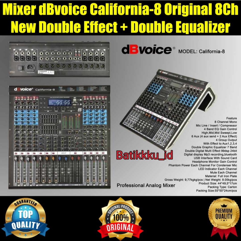 Mixer dBvoice California 8 California8 Original 8Ch New Double Effect + Double Equalizer