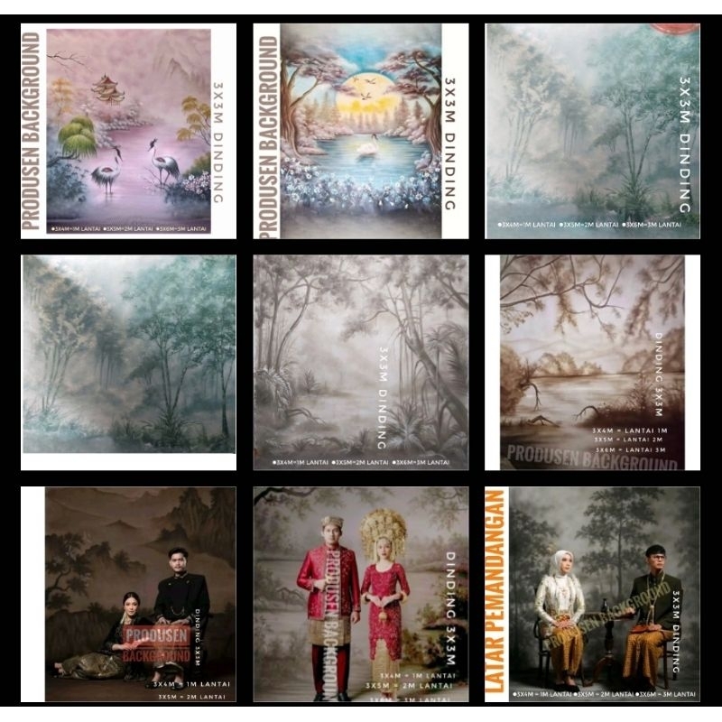 3x6m Kain Background Lukisan Pemandangan Backdrop Studio Foto