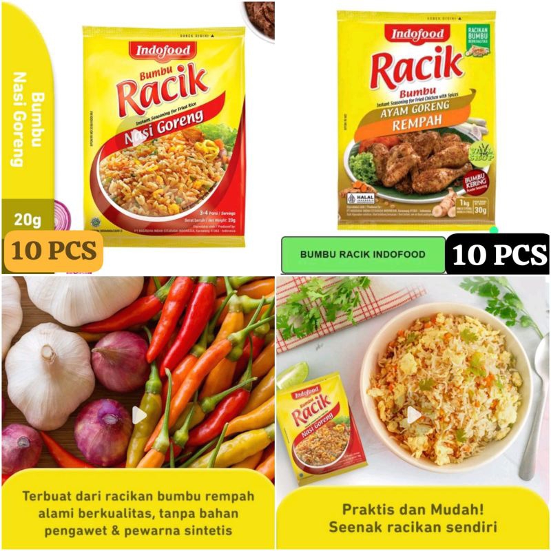 

{ PROMO PAKET 10 PCS } BUMBU RACIK INDOFOOD ( AYAM REMPAH 30gr & NASI GORENG 20gr )