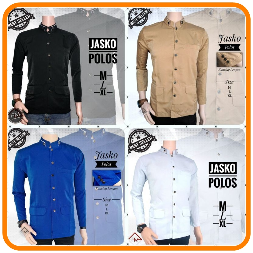 Jasko Polos Size M L XL XXL Jas Koko Fashion Muslim Pria Lengan Panjang dewasa Murah