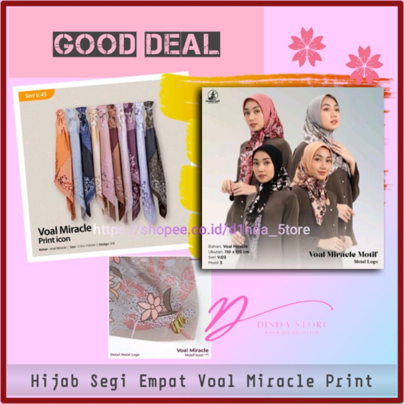 Jilbab Segi Empat Kerudung Motif Hijab Umama Voal Miracle Print Fashion Muslim Wanita Banjarmasin La