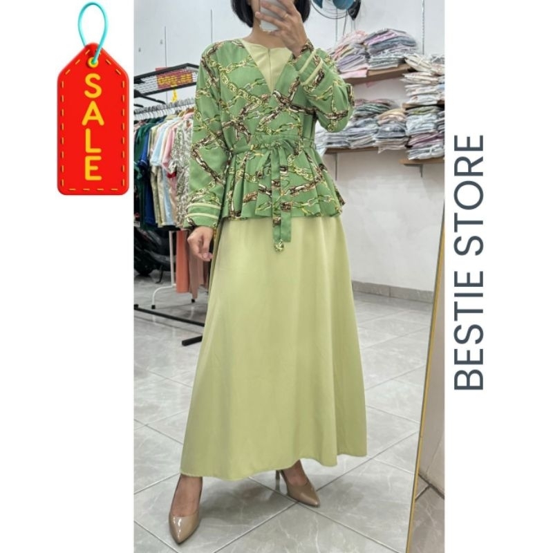 Baju Muslim Wanita Gamis Crinkle Motif Tali Shakila Ready Stok Makassar