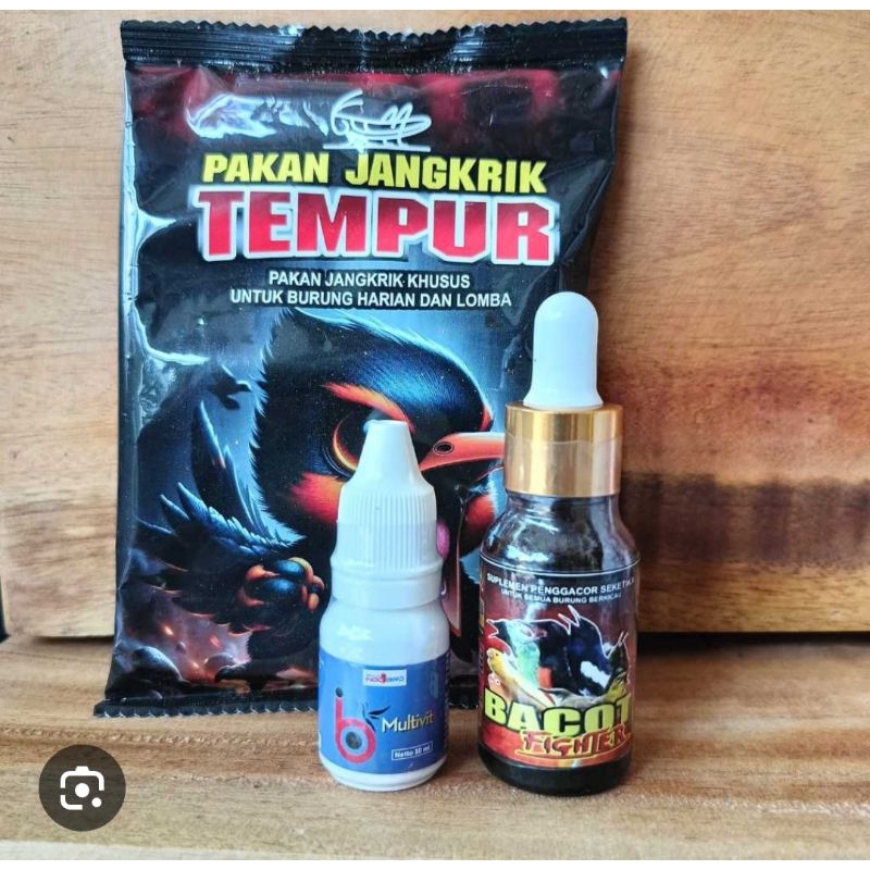 sepaket isi 3 jenis bacot fighter dan multivit tempur pakan jangkrik