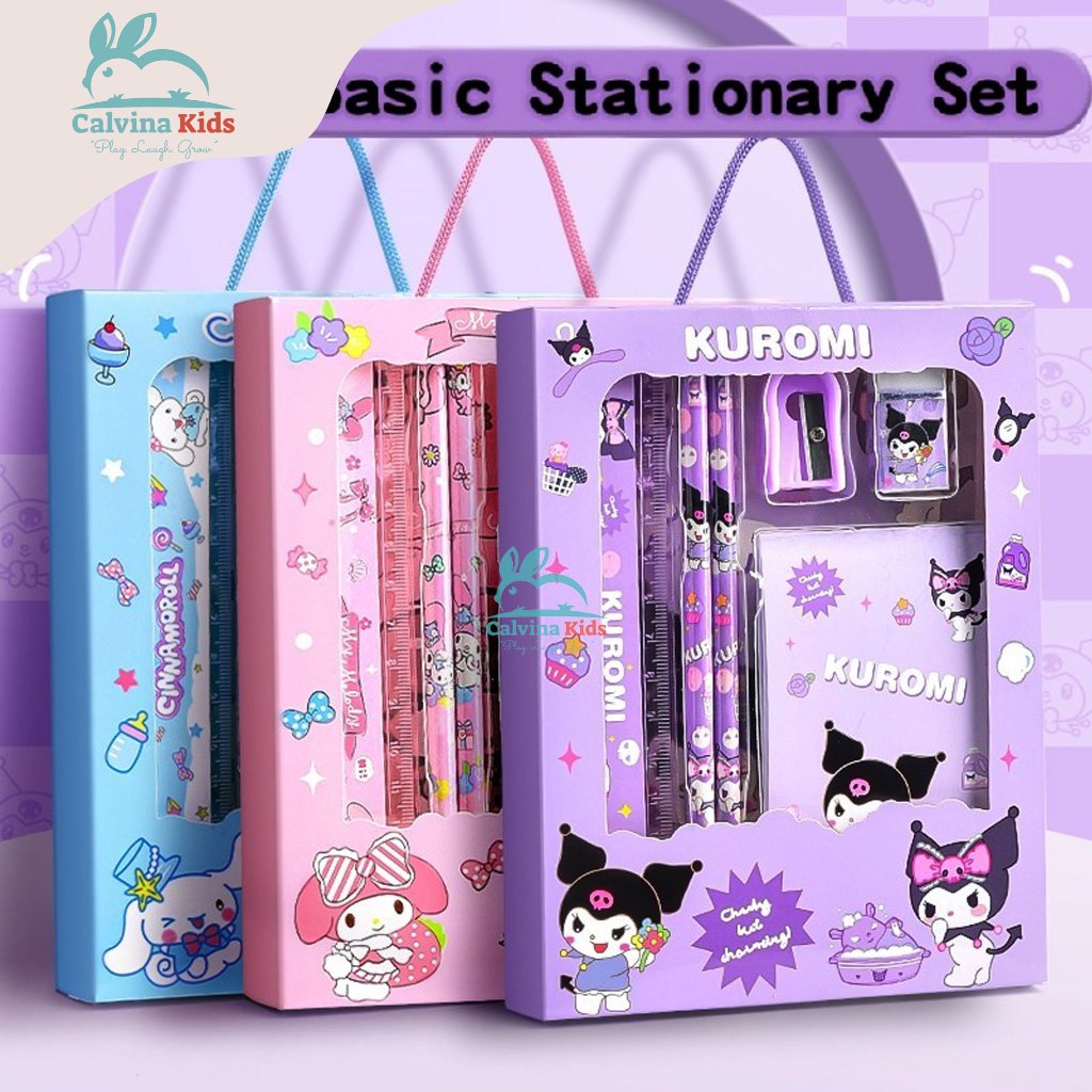 

Calvina Kids - Set Alat Tulis Anak Sanrio Kuromi Melody Cinnamoroll Set 6in1 Set Hadiah Anak Sanrio