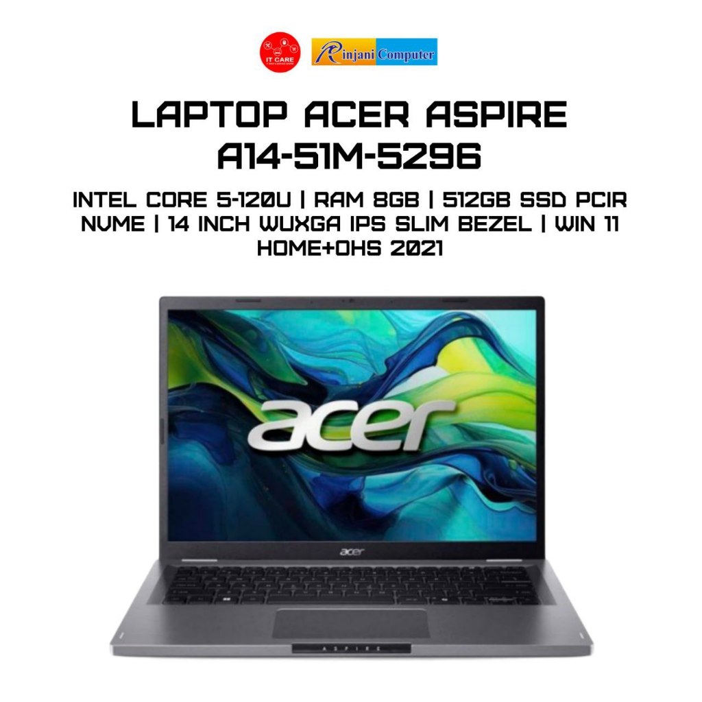 Laptop Acer Aspire A14-51M-5296 Intel Core 5-120U RAM 16GB 512GB SSD PCIe NVMe 14″ WUXGA IPS SlimBez