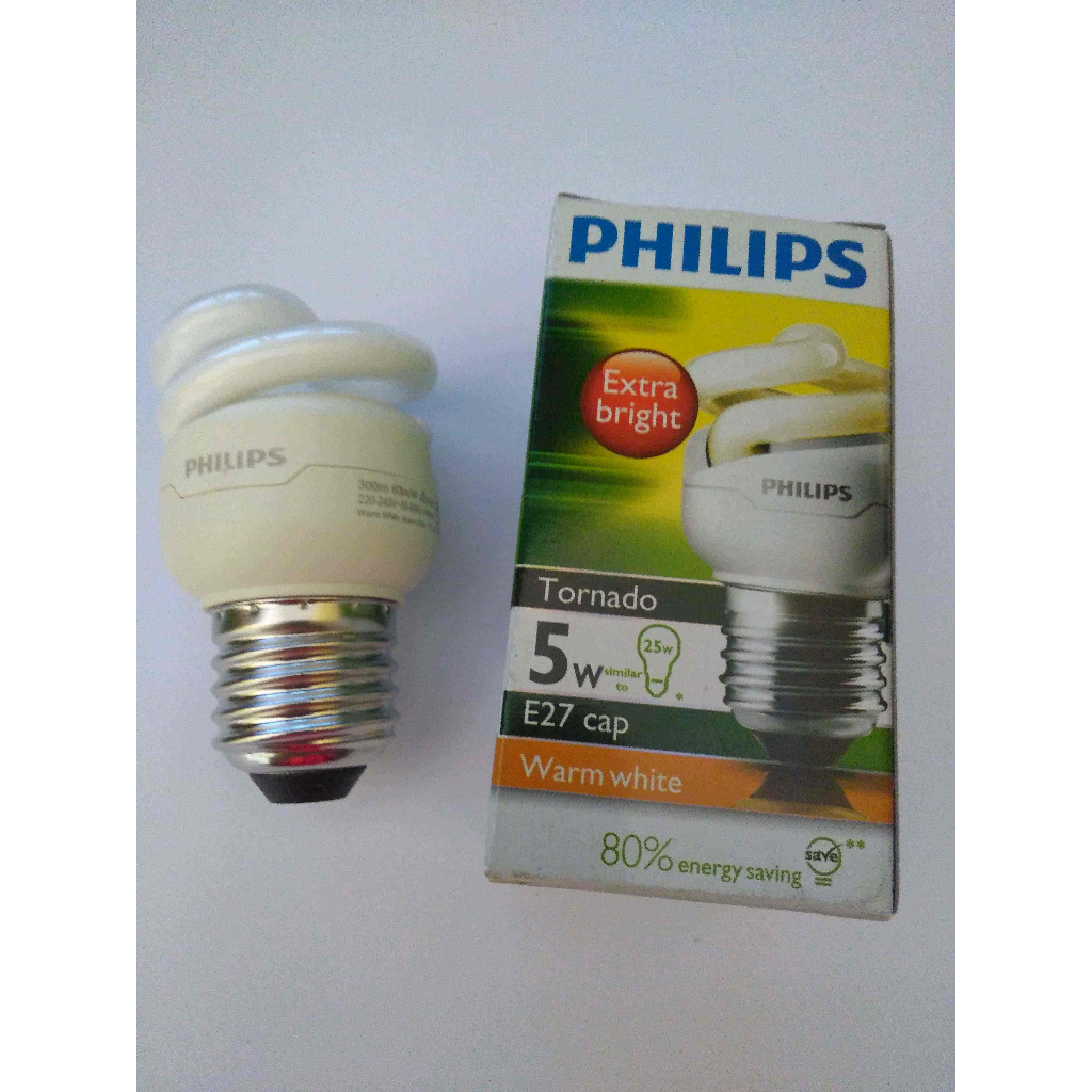 Lampu Philip Philips warna  kuning 5w 8w 12w 15w 20w 24w ulir tornado spiral warm light warna kuning