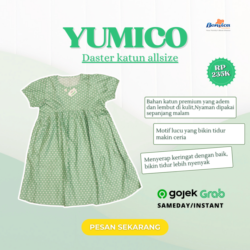 BAJU TIDUR DASTER KATUN PREMIUM YUMICO - B