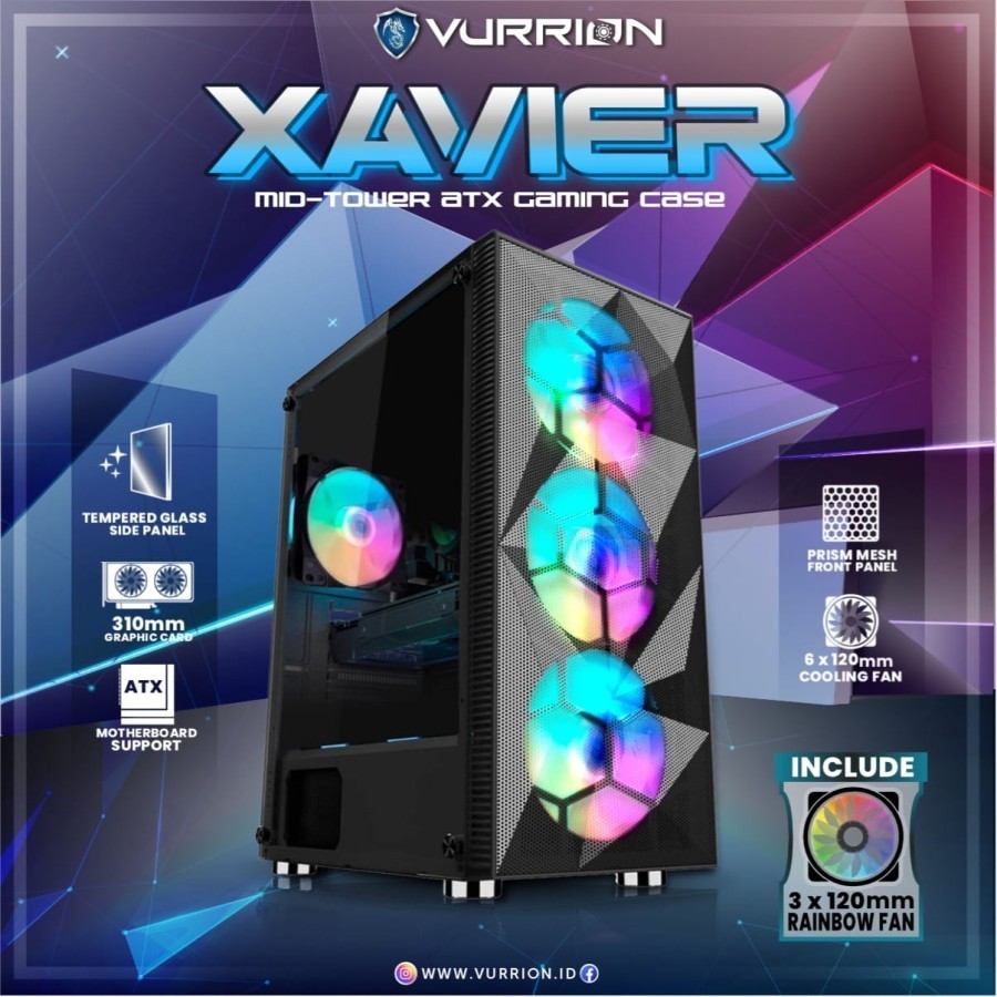 VURRION XAVIER (Black) PC Gaming Case | Casing ATX Mid-tower