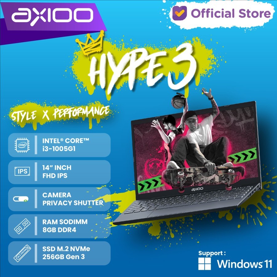 Axioo MyBook Hype 3 Intel Core i3 1005G1/8GB/256GB/FHD IPS