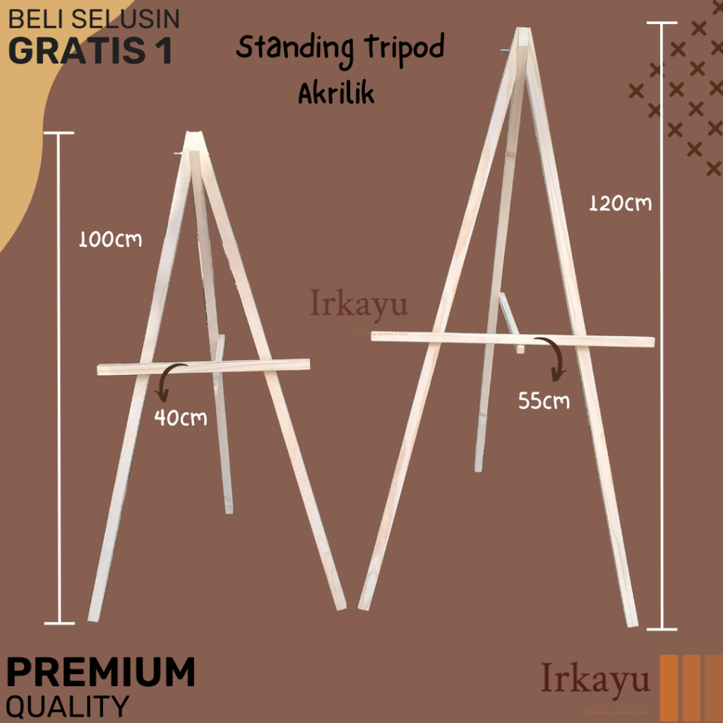 

STAND EASEL KAYU / STAND TRIPOD BESAR / PENYANGGA BINGKAI FOTO & AKRILIK