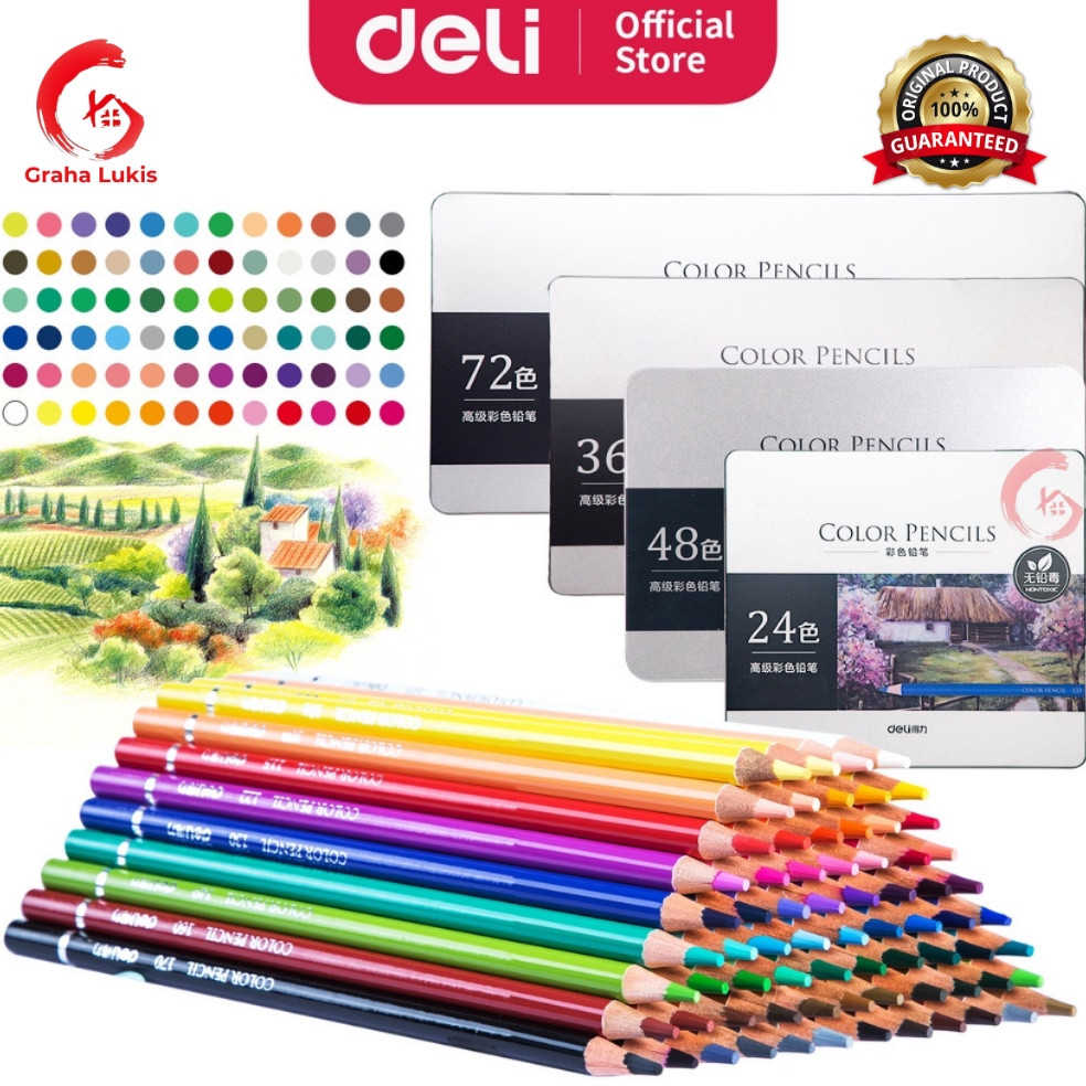 

KODE F63Q Deli Highgrade Oil Pencil Color Pensil Warna Minyak 24 36 48 72
