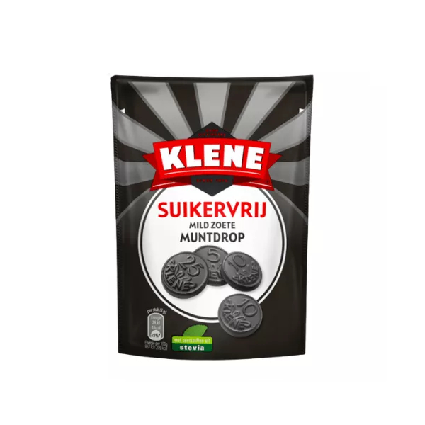 

Klene Suikervrije Mild Zoete Muntdrop Sweet Coin Sugar Free Licorice 100 Gram