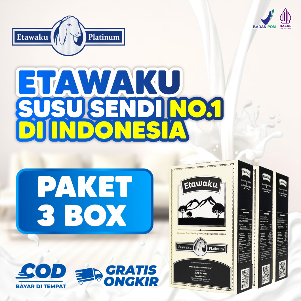 

[BIG SALE PAKET 3 BOX] | Etawaku Platinum | Susu Kambing Etawa Murni Rendah Gula Solusi Untuk Gangguan Pernafasan