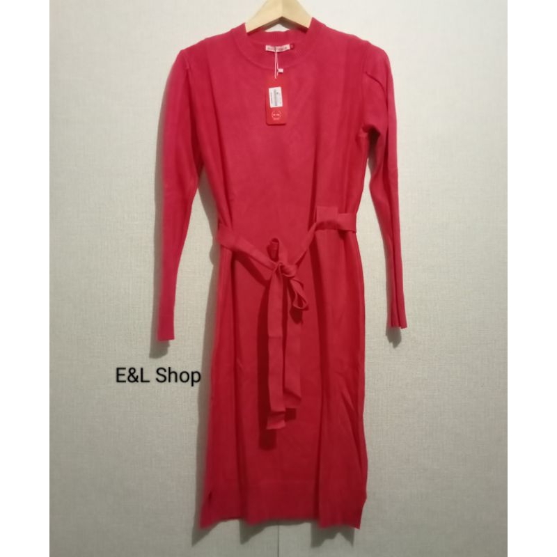 Novel Mice - Dress / Tunik Rajut Ikat Pinggang Salem Size S, L