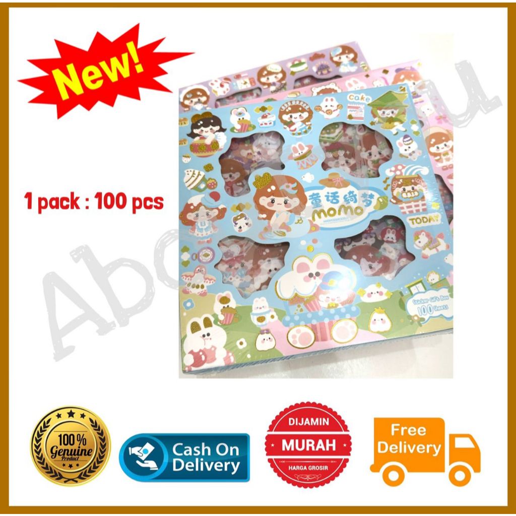 

Stiker box 100 Viral Stiker MOMO Sticker Sanrio Hello Kitty Kuromi Set