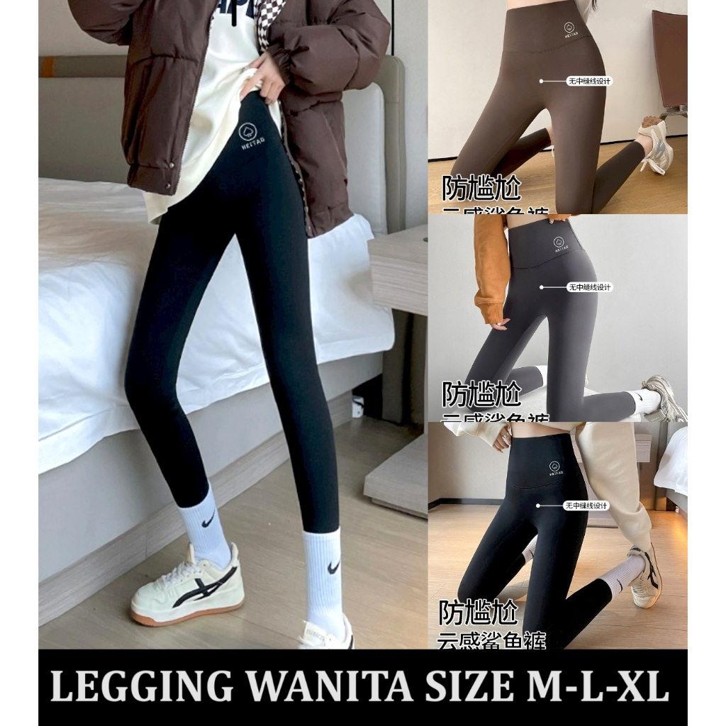 Haitag Heitag Celana jegging Legging high waist wanita remaja tanggung tidak jiplak area miss v ping