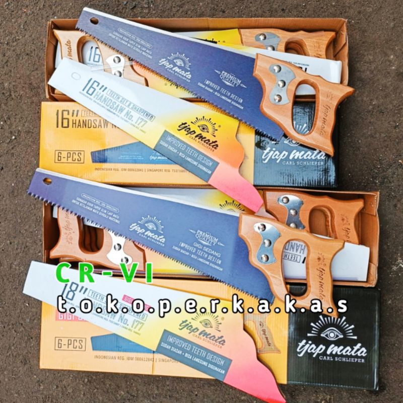 Gergaji Kayu Tjap Mata Asli Original 16 18 20 Inch Gergaji Potong Belah Kayu Cap Mata Super Tajam