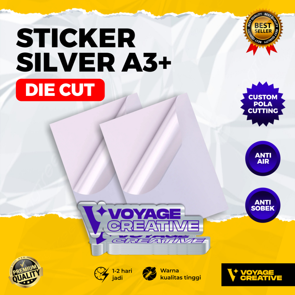 

CETAK STIKER SILVER ANTI AIR - POTONG POLA/DIE CUTT - CUSTOM DESAIN