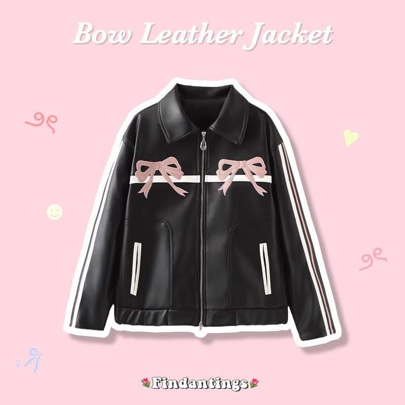 Coquette Leather Jacket Y2K aesthetic Style Girl Limited Findantings #FATS2440