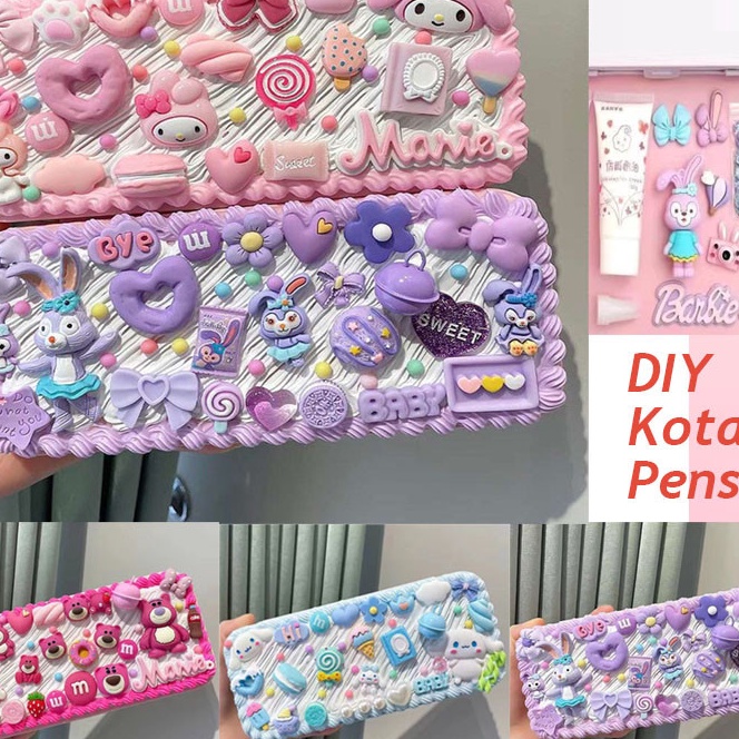 

KI3 DIY Tempat Pensil Lucu Deco Cream Clay Kotak Pensil Sanrio Soft Clay Cream Kotak Stationery Clay Pencil Box Menghias Prakarya Anak Kartun Gift