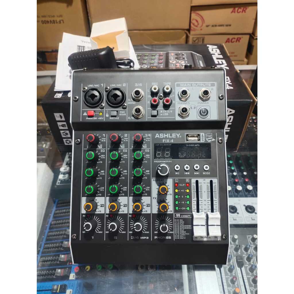 MIXER audio ASHLEY FIX4 FIX 4 fix4 fix 4 4 CHANNEL ORIGINAL ashley 4 chanel 2 mono 2 stereo bergaran