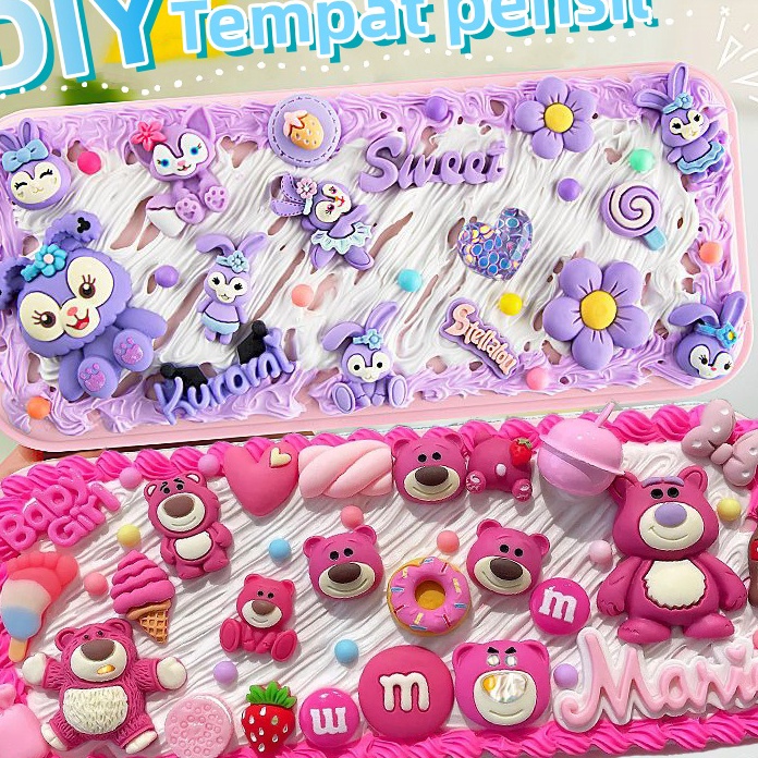 

HJ6 DIY Deco Cream KitTetapkan Kotak PenTempat pensil menghias Deco Cream Clay Kotak Stationery Pake Handmade