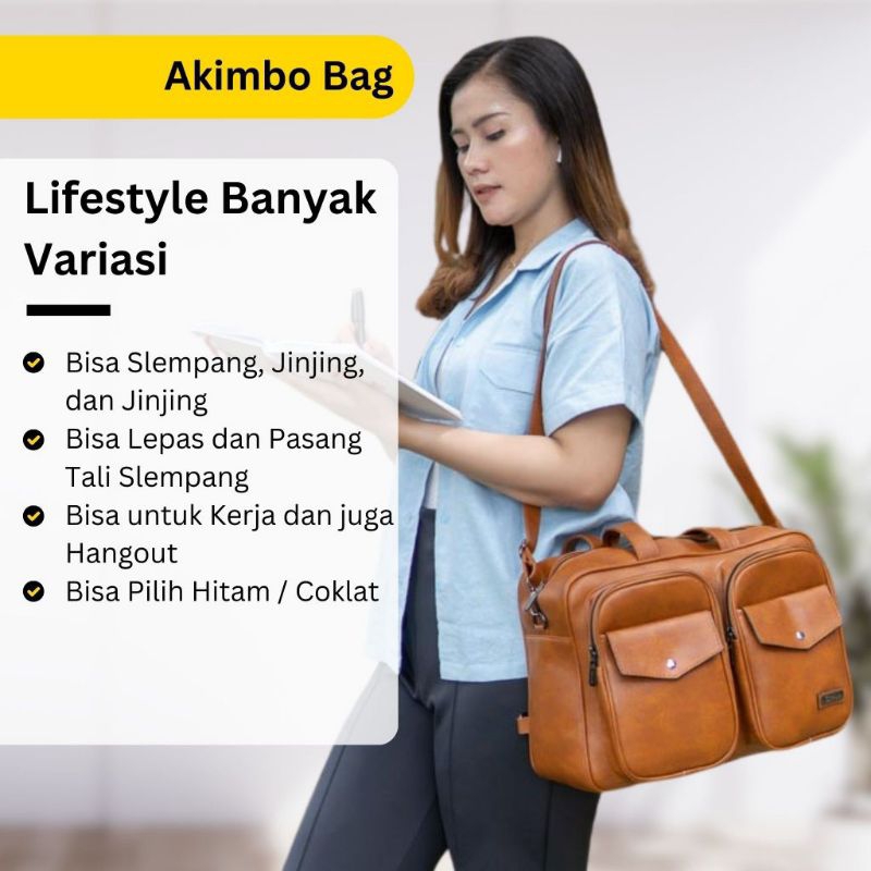 AKIMBO Bag By Manjua. Tas Kerja Wanita , Tas Kuliah, Muat Laptop 14 inch, Tas Ukuran Besar tampil Me