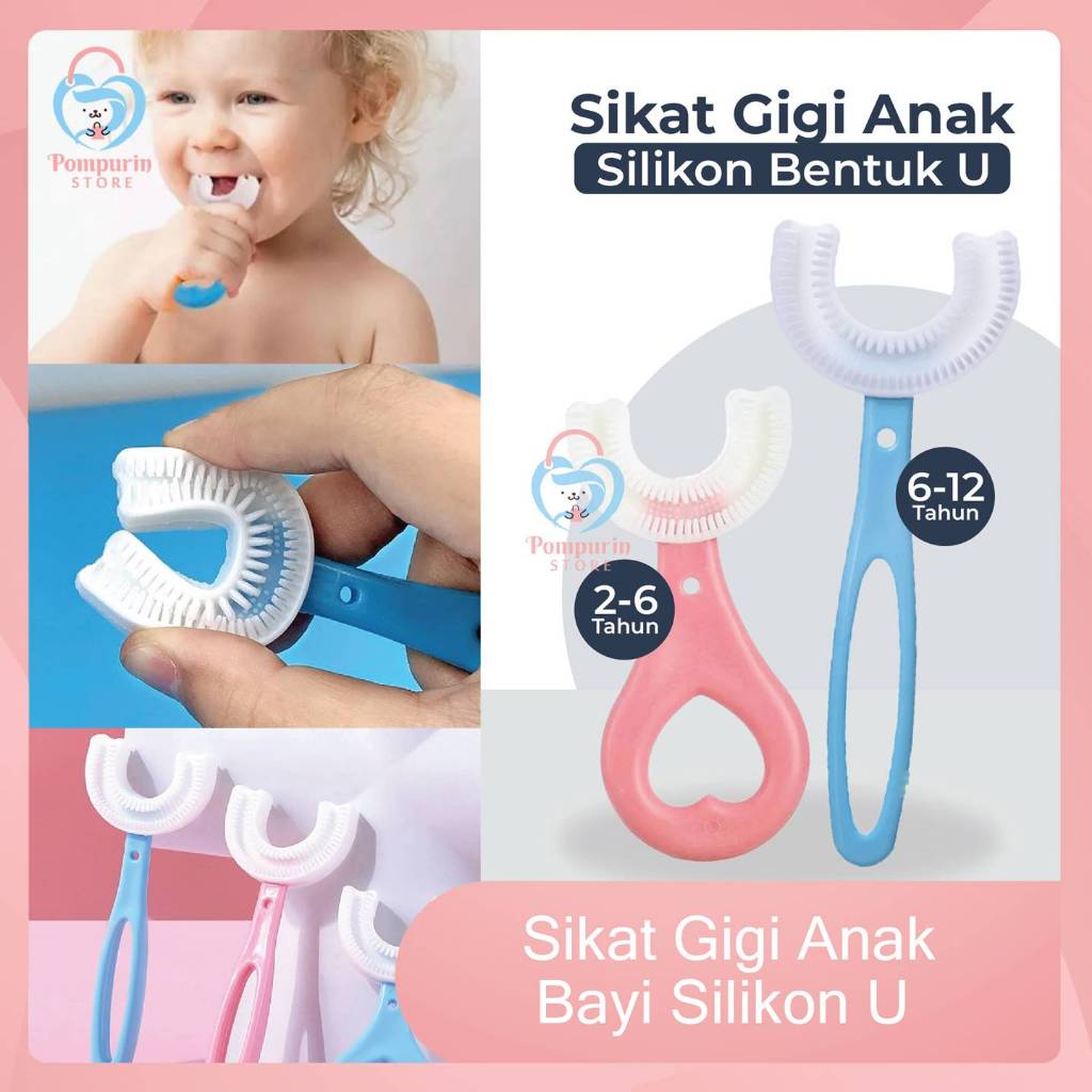 Sikat Gigi Anak Bayi Silikon Bentuk U 2-6 Tahun / 6-12 Tahun - Sikat Gigi Anak Silikon