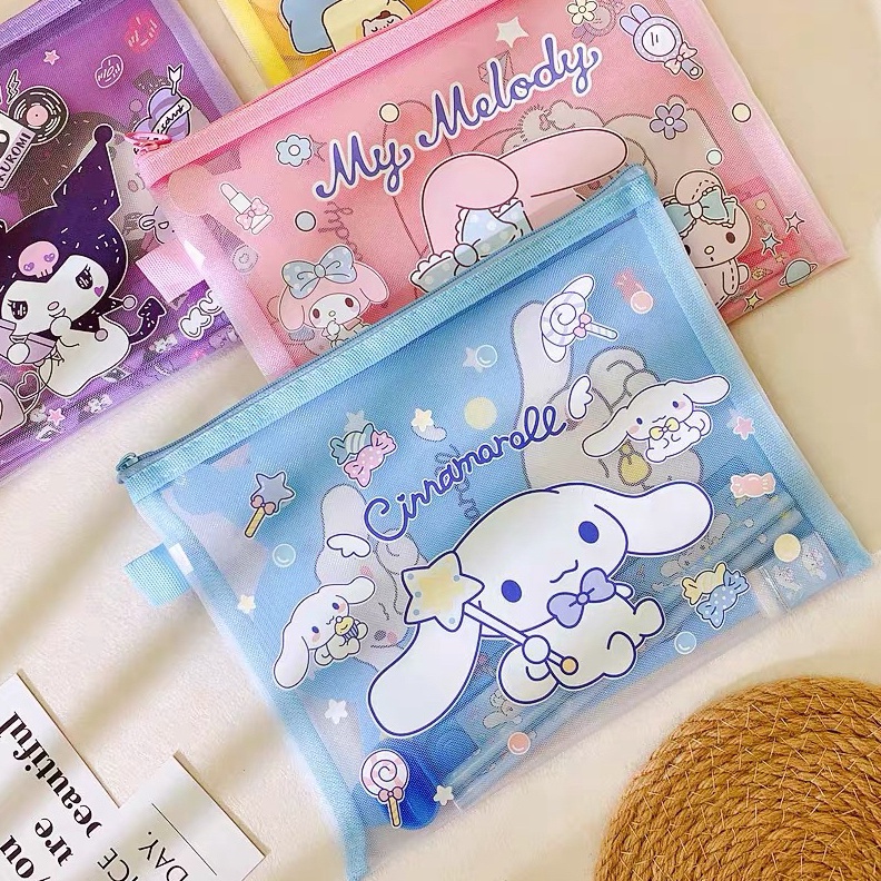 

TERBARU Set Alat Tulis Sekolah SANRIO Cinnamoroll Kuromi Mymelody Pompurin Kado Anak Pouch Jaring