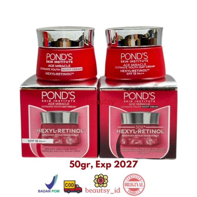 Ponds Age Miracle Day Night Cream SPF 18 50 g  - Krim Siang Malam  - Pelembab Moisturizer Pond's Ori