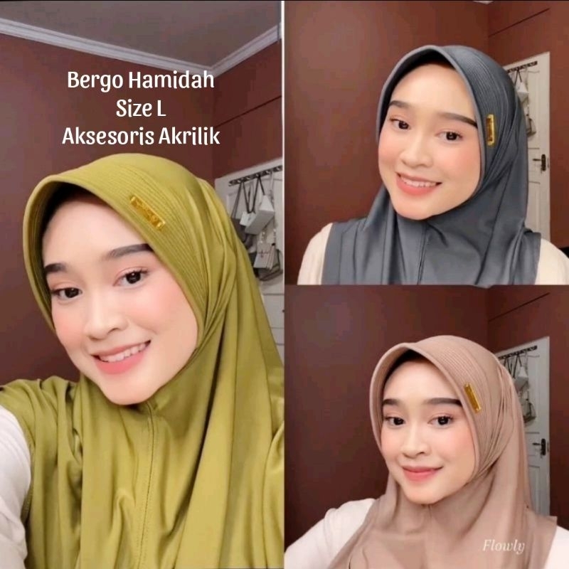BERGO HAMIDAH SIZE L large / jilbab instan grosir