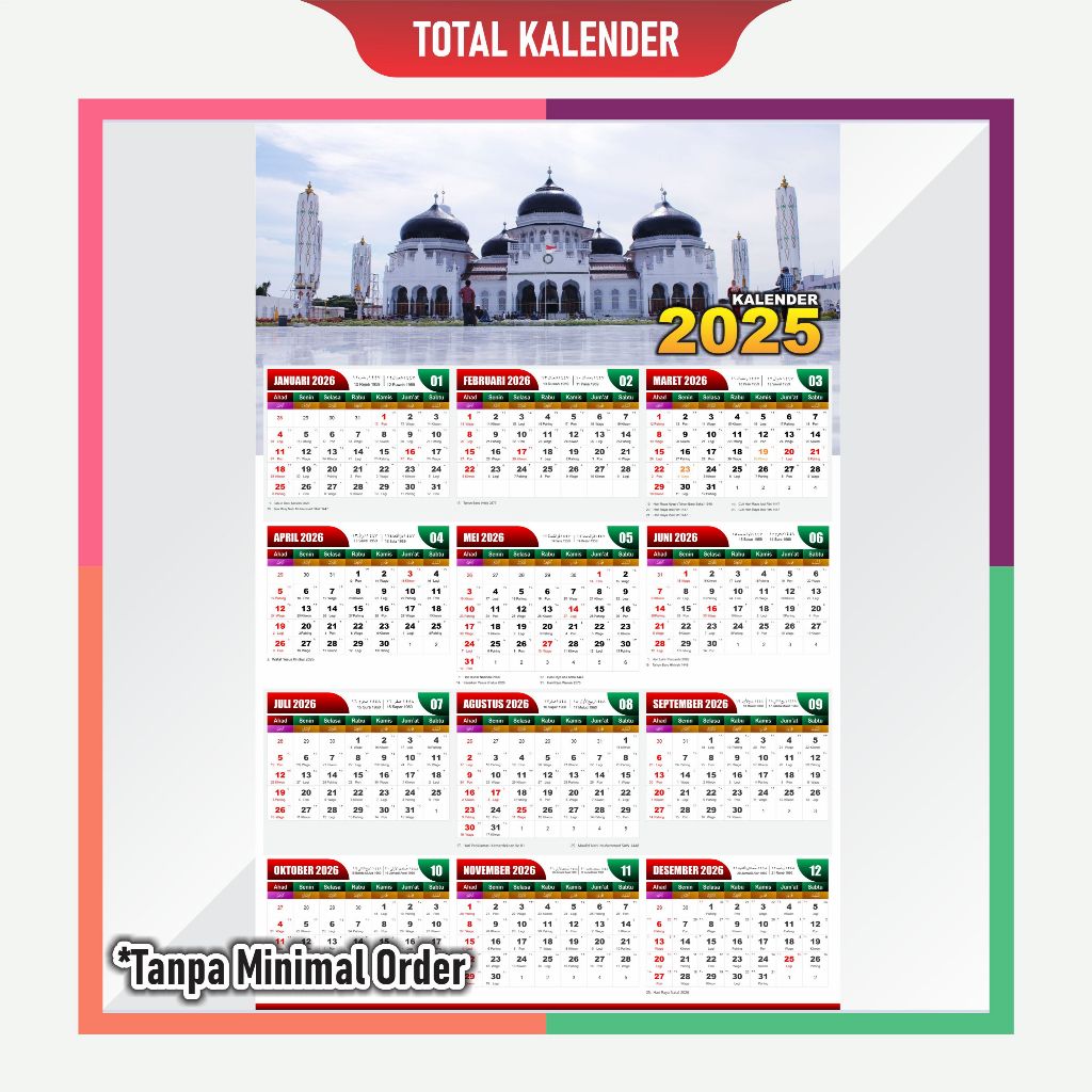 

Kalender 2025 Ukuran A3 - 1 Lembar - 12 Bulan - Total Kalender