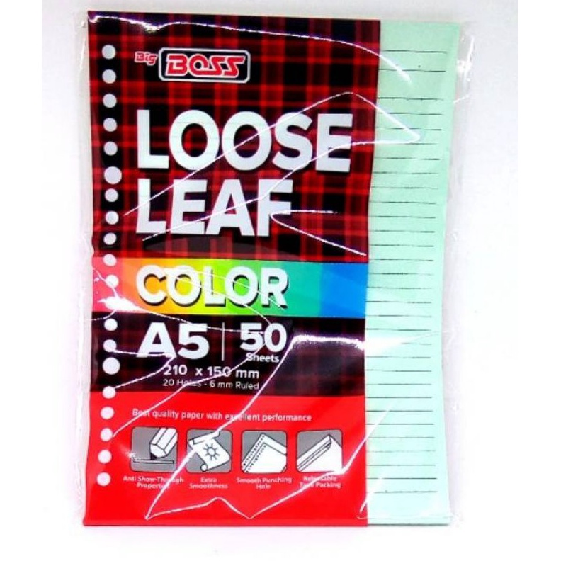 

READY STOK Loose LeafKertas File Big Boss Ukuran A5 Isi 5 Lembar Binder File Warna Campur