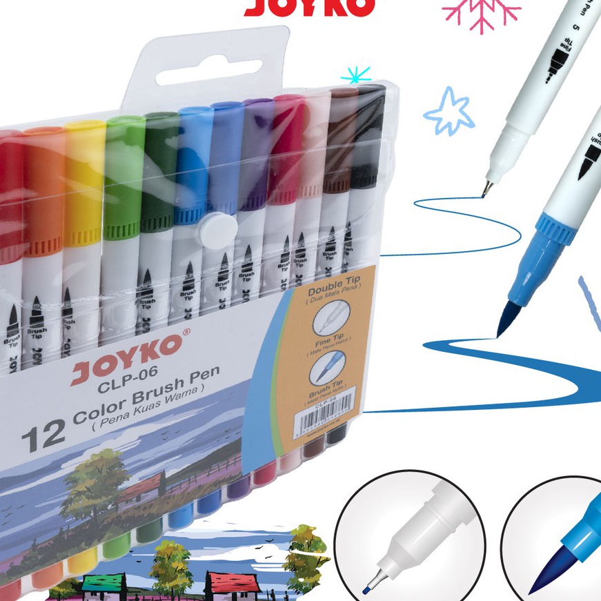 

KI3 Color Brush Pen Pena Kuas Warna Joyko CLP6 12 Warna Color