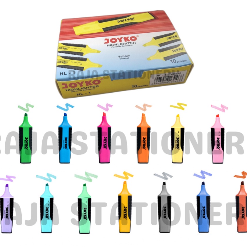 

Terlaris Joyko HIGHLIGHTER PASTEL NEON COLOUR PENANDA JOYKO WARNA NEON PASTEL BOX 1PCS