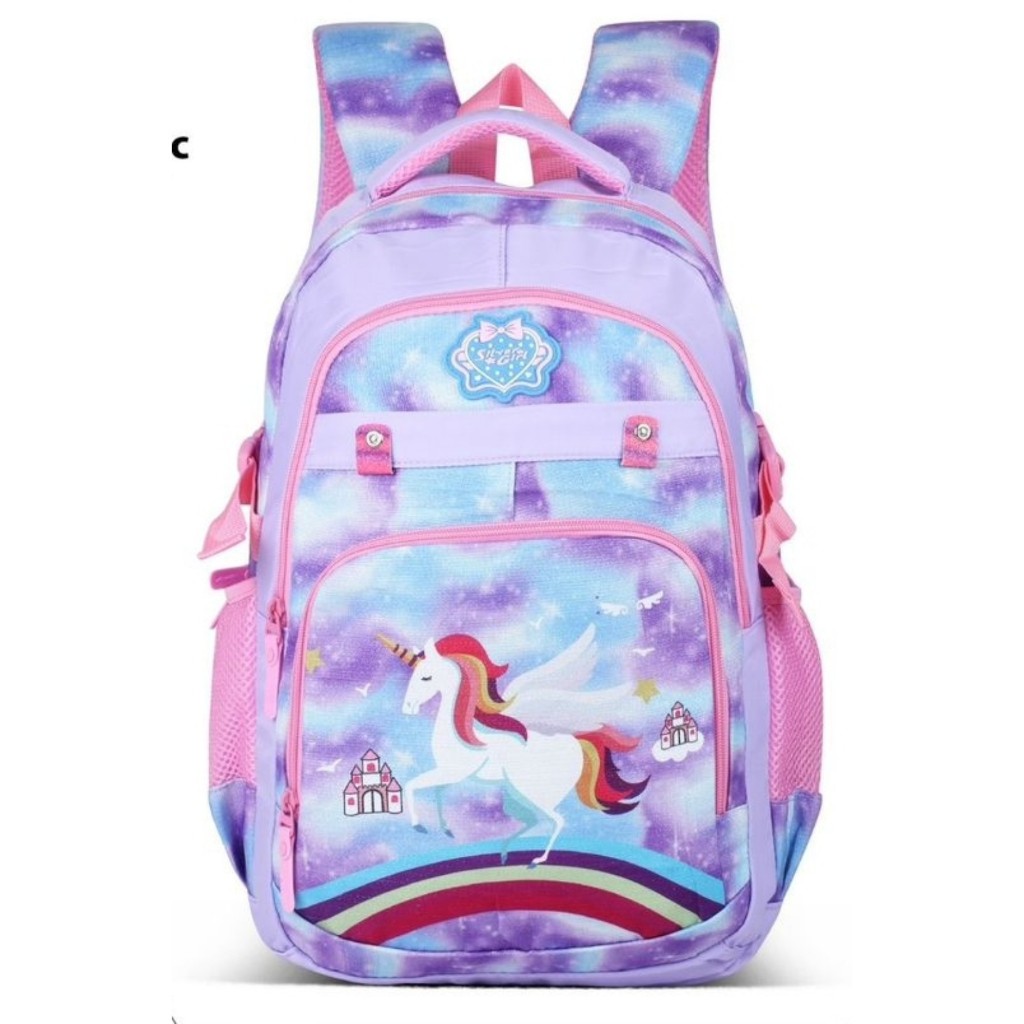 Tas Ransel Backpack Sekolah Anak Perempuan Silver Girl Original Unicorn Castle