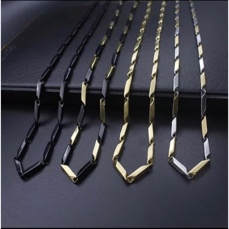 KALUNG PRIA TITANIUM MODEL PADI/kalung rantai