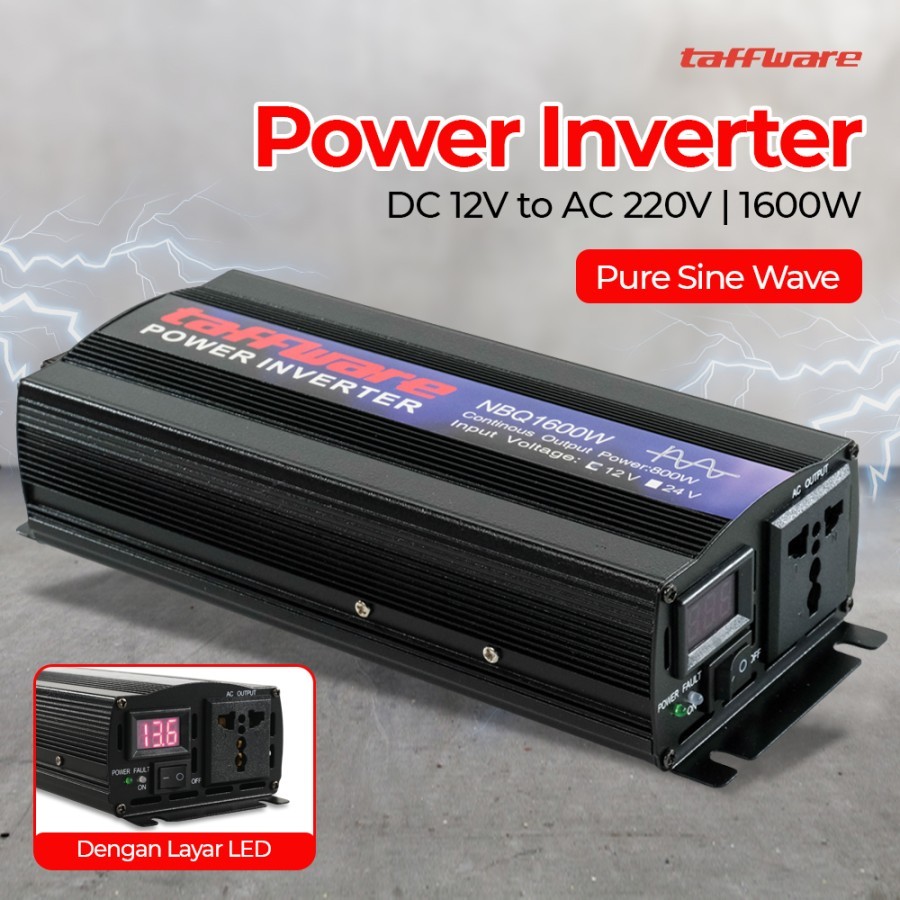 Taffware Car Power Inverter Pure Sine Wave DC 12V to AC220V 1600W Inverter PSW 1600W Inverter 1600W