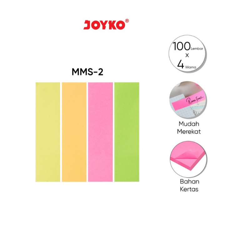 

Memo Stick Sticky Note Kertas Memo Memo Tempel Joyko MMS-2 Set 4 Warna x 100 Lembar