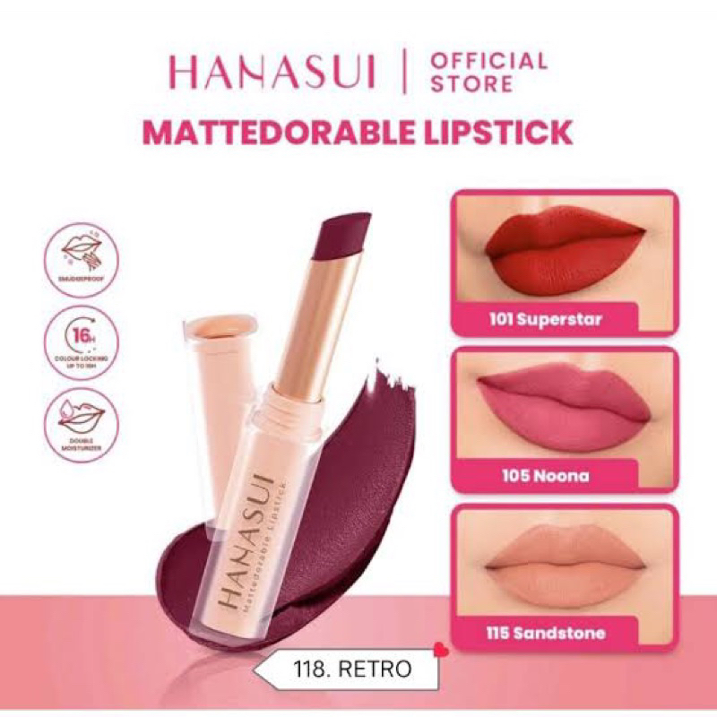 Hanasui Mattedorable Lipstik| Lipstik Hanasui