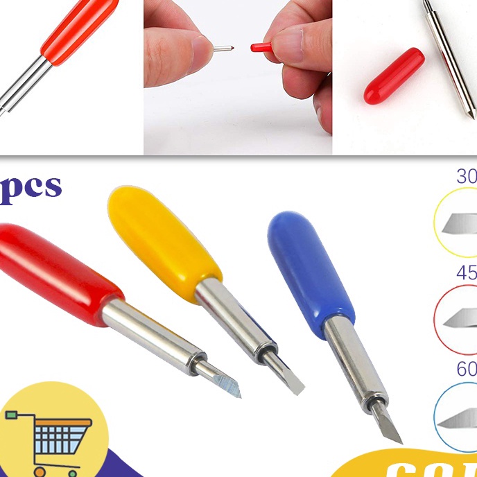 

HJ6 5Pcs Alat Cutting Sticker Jarum Mesin Cutting Roland Vinyl Blade 3456 Derajat