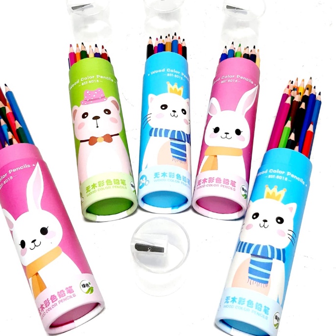 

Eksklusif Harga Grosir 1Tabung24pcs Pensil Warna Plus Serutan 24 Warna panjang 18cm BST818