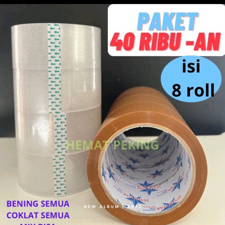 

DISCOUNT TODAY Lakban Packing Bening Coklat Paket isi 8 pcs Seven Star