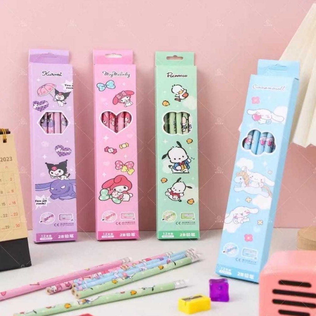 

WAH ZO23 Pensil 2B Box isi 12pcs Pensil 2B motif lucu isi 12pcs serutan
