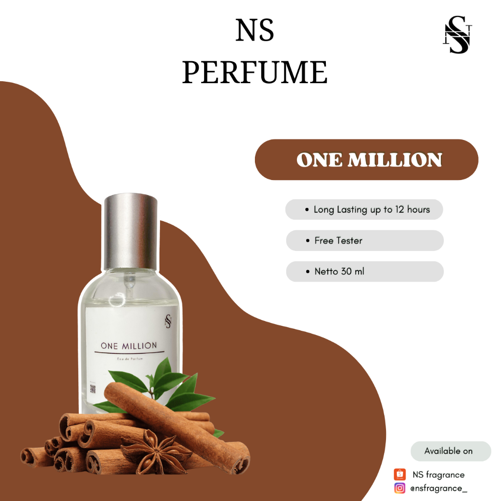NS Perfume - [BARU] Parfum 30ml ONE MILLION Wangi Maskulin Segar Kuat Tahan Lama (Free Tester)
